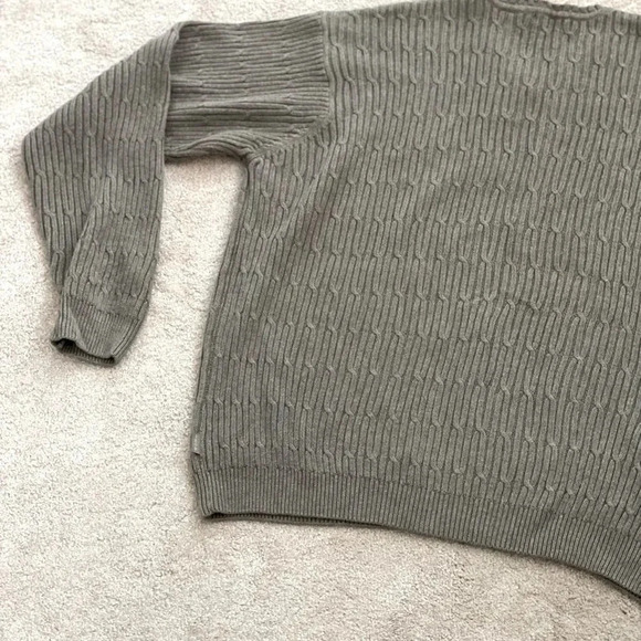 IZOD MUTED OLIVE GREEN V NECK CABLE KNIT SWEATER SIZE XXL - Picture 2 of 11